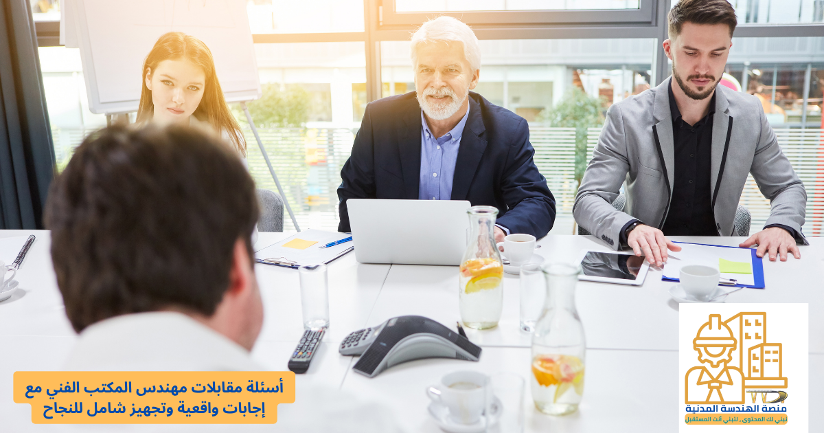 أسئلة مقابلات مهندس المكتب الفني مع إجابات واقعية وتجهيز شامل للنجاح